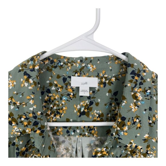 J.Jill Womens Floral-Print Button-Front Tunic Roll Tap Sleeves Relaxed Fit Sz L - Picture 4 of 12
